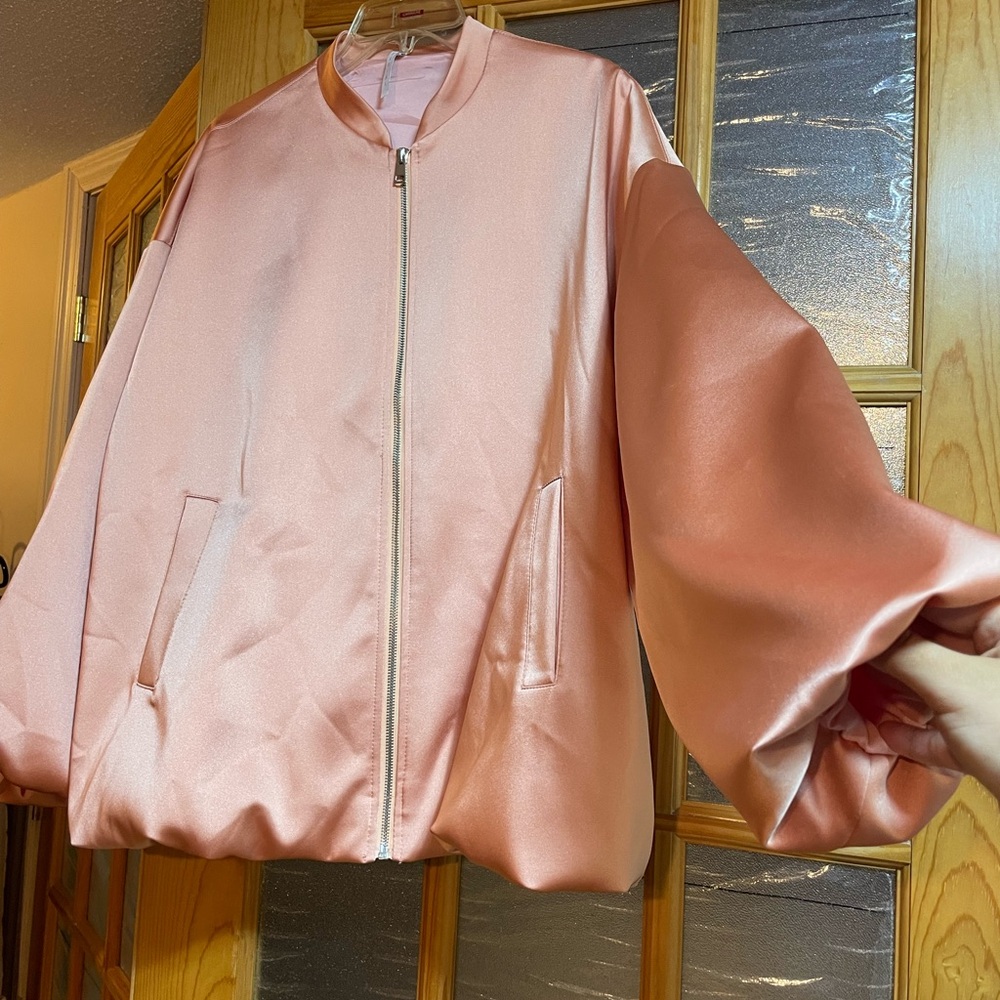 Satin Pink Bomber Jacket